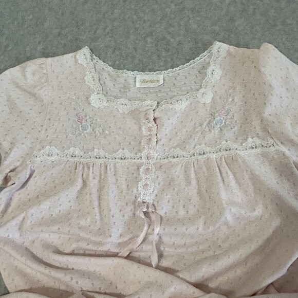 Vintage Barbizon Pink Lace Trim Knit Nightgown 38 Bust Short Sleeve Cotton Blend - Picture 6 of 7